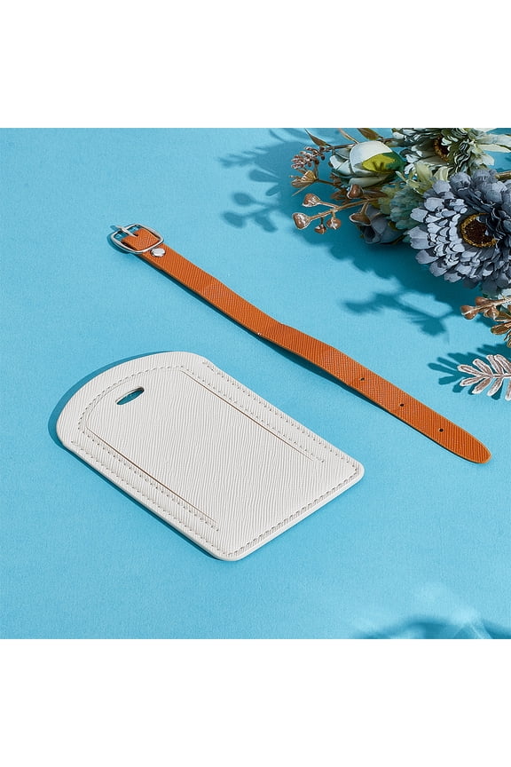 1Pc PU Leather Luggage Tag Travel ID Labels Suitcase Name Tags Rectangle Old Lace 163mm diy
