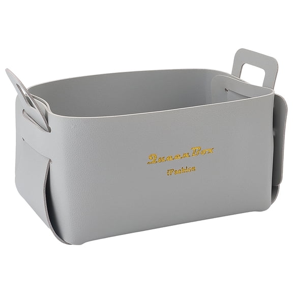 1Pc PU Leather Storage Boxes Rectangle Gray 17.5x11x12cm
