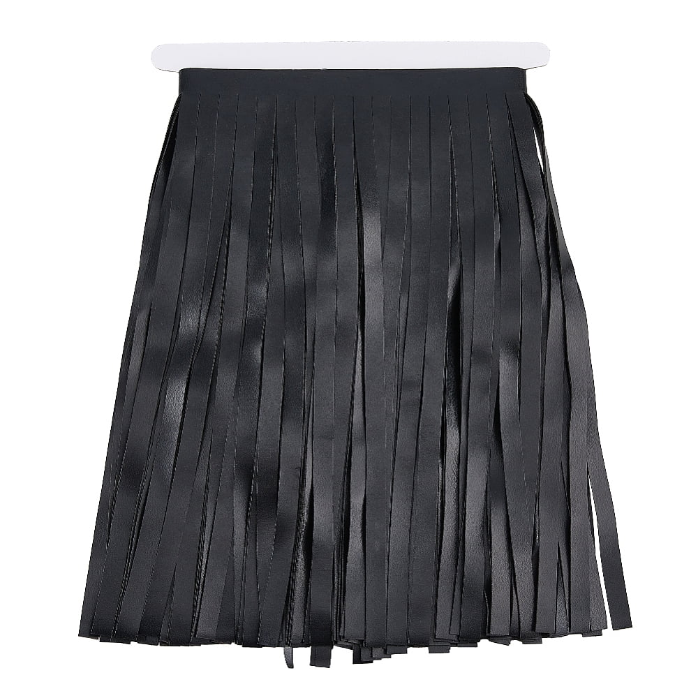 1Pc PU Leather Tassel Ribbon Black 12 inch(304mm) about 2.19 Yards(2m)/Set DIY