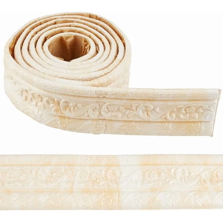 1Pc PVC Foam 3D Self-Adhesive Waterproof Wallpaper Border Flower Lines Skirting Stickers Cornsilk 80mm 2.3m/roll 1 roll/pc