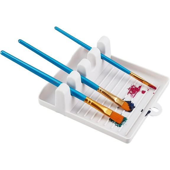 1Pc Paint Brush Rest Holder White Plastic 4 Slots Paintings Brushes Rests Drip Tray Pad DIY