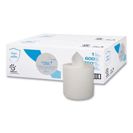 1Pc Papernet Double Layer Paper Towel, 1-Ply, 7.6" x 15", White, 600/Roll, 6 Rolls/Carton (410083)G7