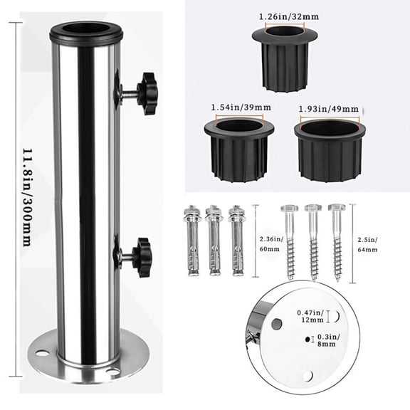 1Pc Parasol Stainless Steel Casing 32*10*10Cm Garden Parasol Stand Base Kit Seamlessly With Granite Iron Or Cement Slab Tools