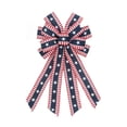 thumbnail image 1 of 1Pc Patriotic Bows for Wreaths Decorations,Red White Blue Stripe String Stars Tree Topper Bow for 4Th Of July,Independence Day,Memorial Day,Veteran'S Day,Usa,American Front Door Indoor Outdoor Decor, 1 of 9