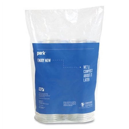 1Pc Perk 24394128 Eco-ID Compostable PLA Corn Plastic Cold CupsG7
