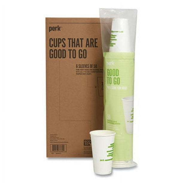 Eco-ID Compostable Paper Hot Cups, 16 oz, White/Green, 50/Pack, 6 Packs/Carton Eco-ID Compostable Paper Hot Cups, 16 oz, White/Green, 50/Pack, 6 Packs/Carton