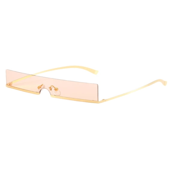 1Pc Personalized Rimless Sunglasses Rectangular Glasses With Small Frame Fashion Street Photo(Pink)