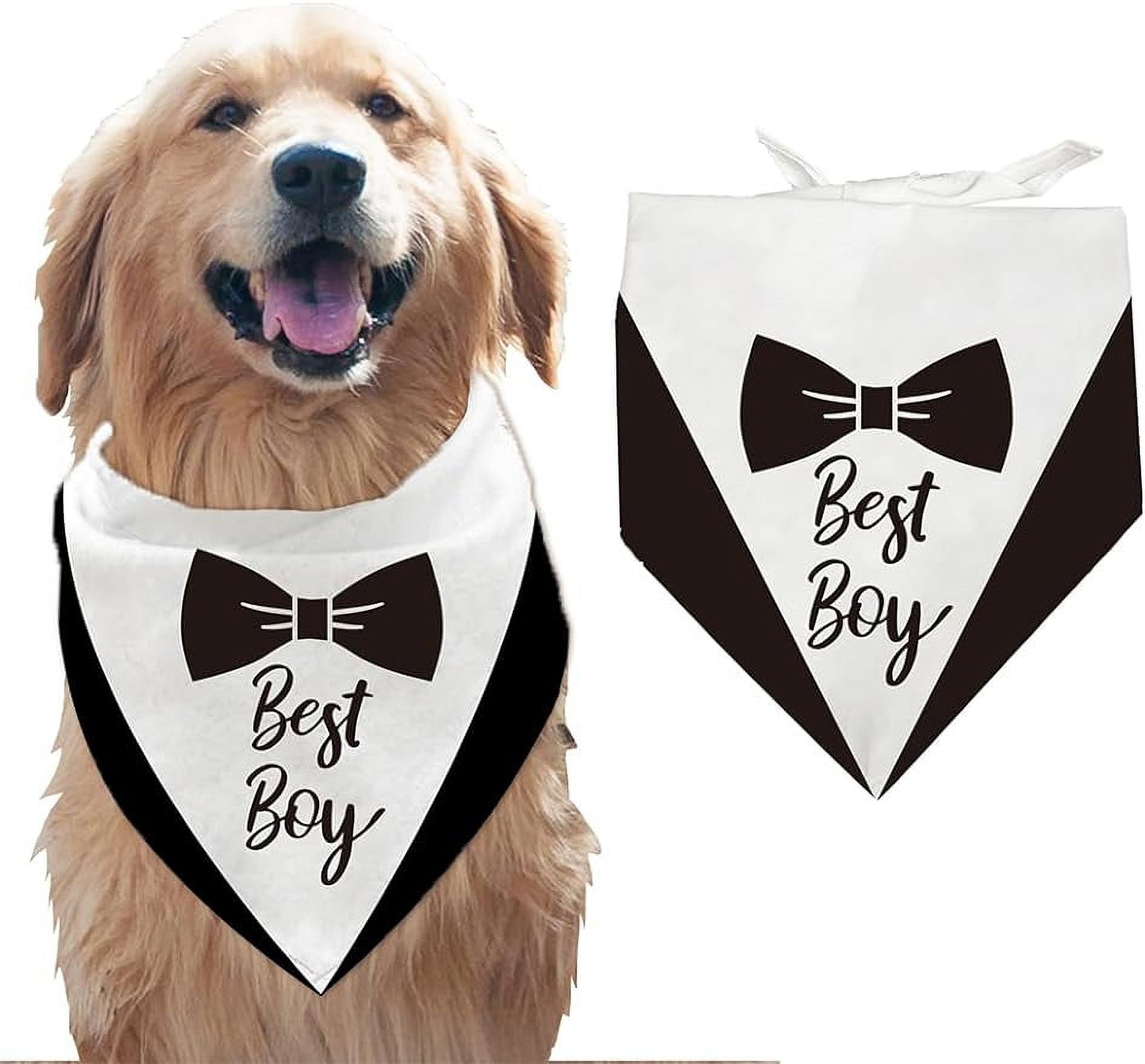 1Pc Pet Dog Bandana Adjustable Gentleman Theme Triangle Pet's Bandana with Tuxedo & Bow Pattern Washable Cotton Dog Scarf Bibs Kerchief
