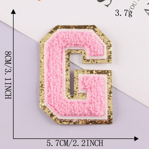 1Pc Pink Alphabet A to Z Patches, Iron on Sew on Letters for Clothing, Hats, Shoes, Backpacks, Handbags, Jeans, Jackets etc.
