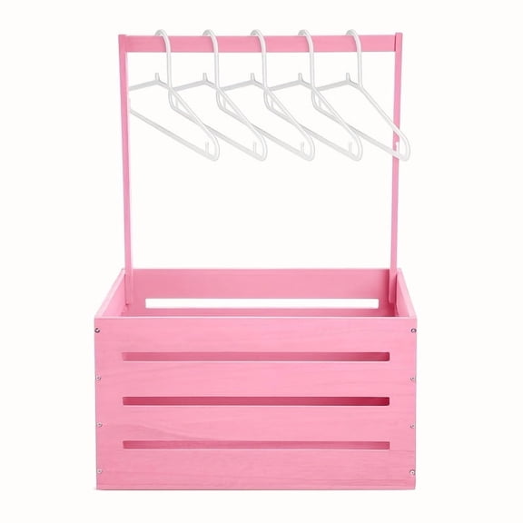 1Pc Pink Classic Wooden Baby Basket Shower Box Wardrobe, Baby Shower Crate, Gender Reveal Storage Box With Handles, Baby Shower Gift for Pregnancy New Parents, Baptism Gift, Newborn Essentials
