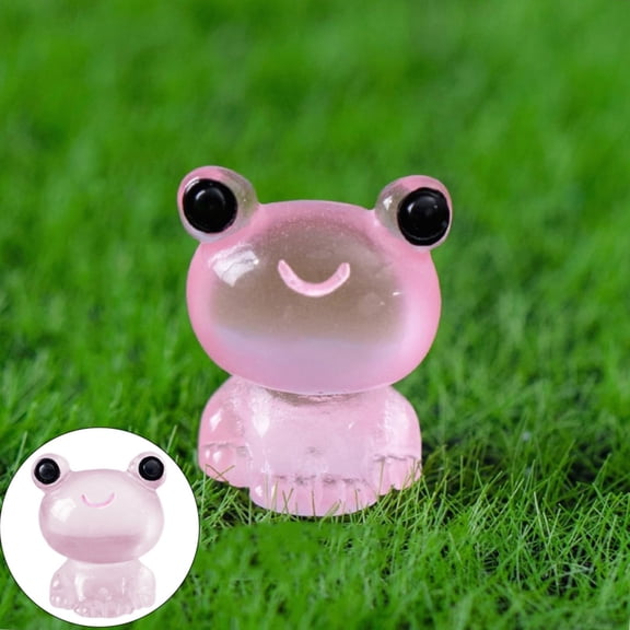 1Pc Pink Luminous Mini Resin Frog Figurine,Tiny Glow in Dark Frog for Fairy Garden Terrarium Potted Plant Craft Micro Landscape Decor,Small Plastic Frog Ornament One Size,Pink (Clearance)