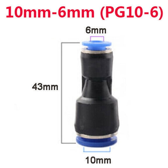 1Pc Pipe Fittings Reducer Straight Push-In Fittings Pneumatic Line Tube Hose Connector 4Mm To 16Mm Valve Parts Home Improvement