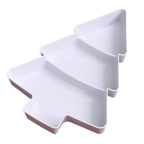 1Pc Plastic Christmas Tree Shaped Serving Trays Charcuterie Board For Snacks Cheese Desserts Decorative Serving Dishes With Box, Easy Clean, Rounded Edges for Holiday Party(White,9.9x7.1x1.2")