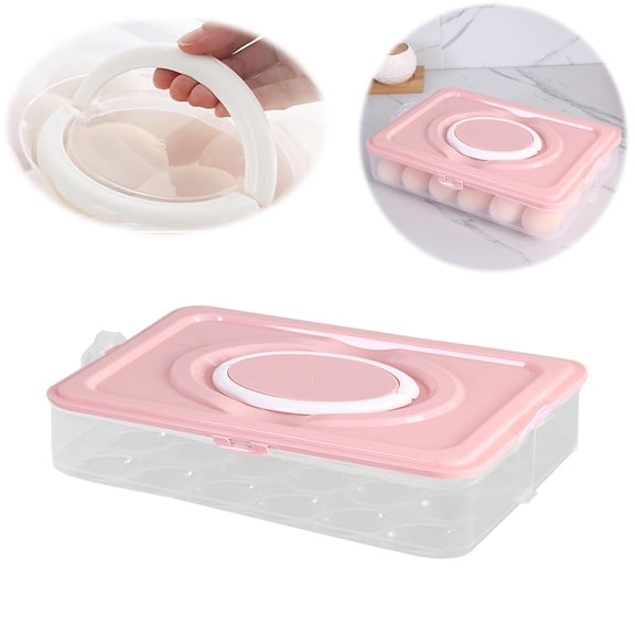 1Pc Plastic Egg Cartons That Hold 24/48/72 Eggs,Clear Deviled Egg Tray,Deviled Egg Containers with Handle And Lid,Suitable For Refrigerators Kitchens And Easter Parties Keeping Eggs Fresh,Pink