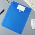 thumbnail image 1 of 1Pc Plastic Envelope with Label Pocket and Snap Button, 11 Holes Punched Binder Dividers Inserable Dividers for Home Classroom Office Use, Subject Dividers Pocket Folder for 11 Ring Binder, Blue, 1 of 7
