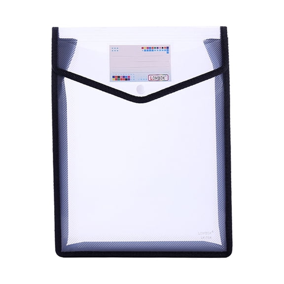 1Pc Plastic File Envelope Letter Size, Expanding Poly Document Folder with Stitched Cloth Edges & Snap Button, Waterproof Clear File Wallet, White