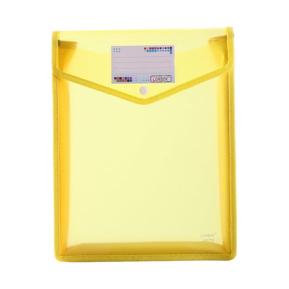 1Pc Plastic File Envelope Letter Size, Expanding Poly Document Folder with Stitched Cloth Edges & Snap Button, Waterproof Clear File Wallet, Yellow