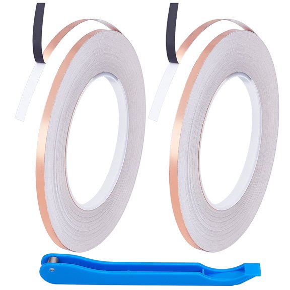 1Pc Plastic Glass Copper Foiling Tools with 2 Rolls Brass Adhesive Tape Mixed Color 136.5x11x17mm for making
