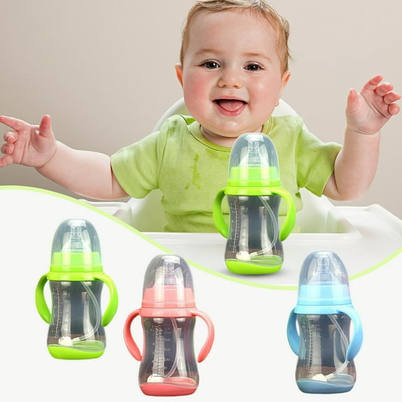 1Pc Plastic Milk Bottle Clearance! Nomeni Wide Caliber Pp Baby Bottle with Handle Anti Drop Anti Flatulence Plastic Baby Bottle 240Ml, Kitchen Essentials Promotion Sale!