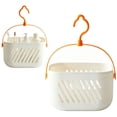 thumbnail image 1 of 1Pc Plastic Shower Caddy Basket,Hanging Shower Basket,Wall Hanging Storage Basket,Kitchen Organizer with Hooks,Hanging Bathroom Dorm Organizer,Portable Storage Caddy Tote for Garden Tools,White, 1 of 4