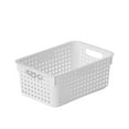 thumbnail image 1 of 1Pc Plastic Storage Baskets,Vegetable Baskets,Small Plastic Storage Basket with Lid Handle,Small Stacking Basket,Space Saving Organizers,Desktop Sundries Snack Storage Frames Baskets,White,M, 1 of 9