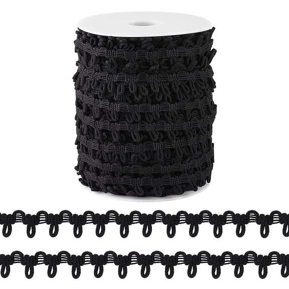 1Pc Polyester Elastic Button Looping Ribbons for Garment Sewing Black 5/8 inch(15mm) DIY