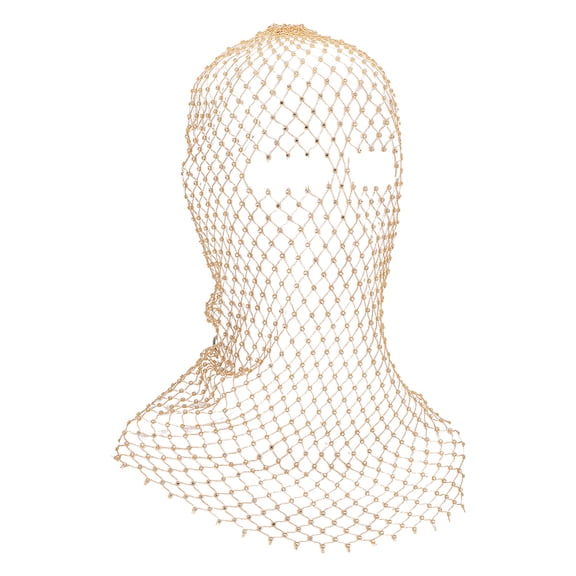 1Pc Polyester Fascinator Mesh Face Veil with Rhinestone for Women Wedding Party Decorations Gold 540mm DIY