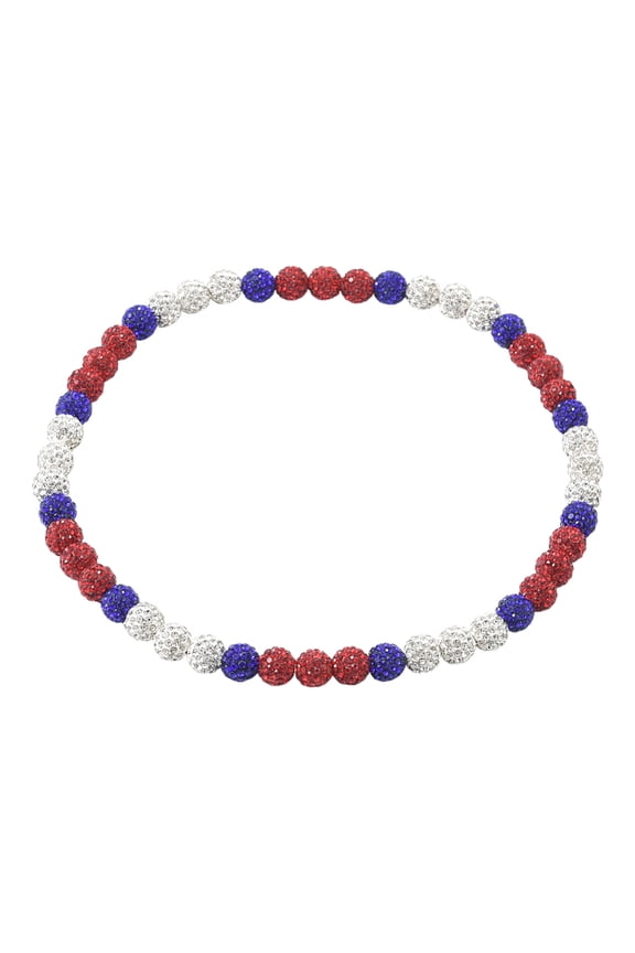 1Pc Polymer Clay Rhinestone Round Beaded Stretch Necklaces 17.72 inch(45cm)