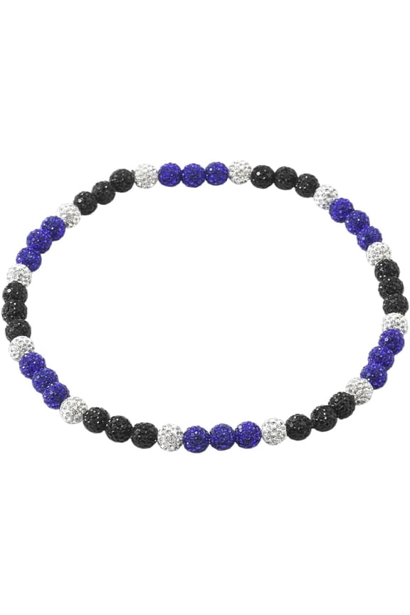1Pc Polymer Clay Rhinestone Round Beaded Stretch Necklaces Capri Blue 17.72 inch(45cm) Art