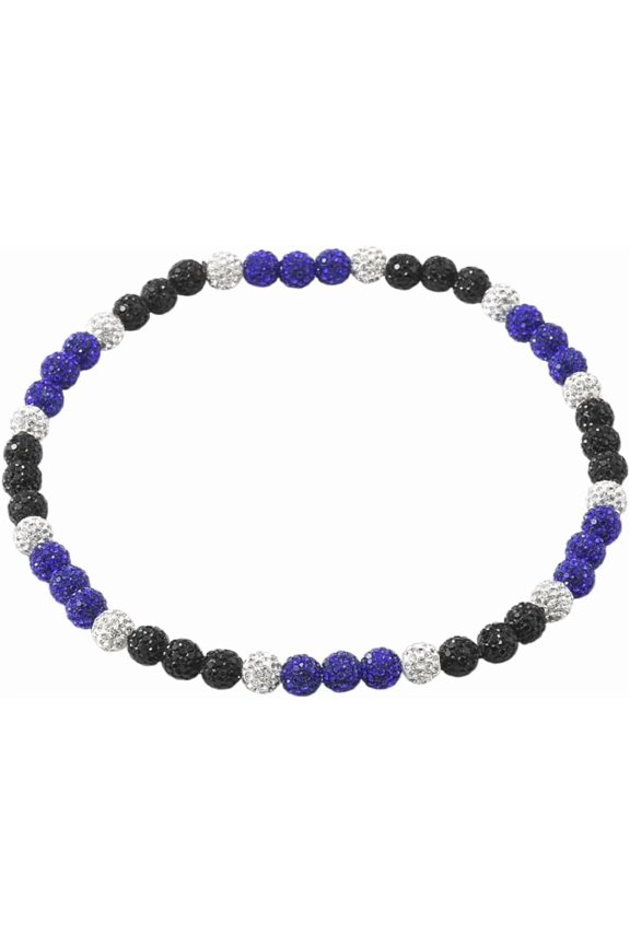 1Pc Polymer Clay Rhinestone Round Beaded Stretch Necklaces Capri Blue 17.72 inch(45cm) Craft Supplies