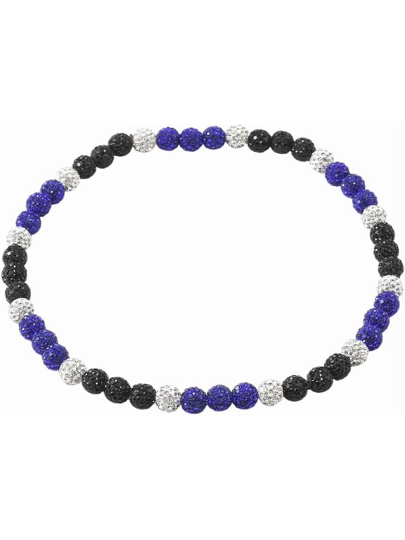1Pc Polymer Clay Rhinestone Round Beaded Stretch Necklaces Capri Blue 17.72 inch(45cm) Craft Supplies
