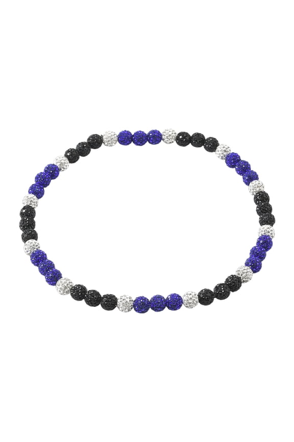 1Pc Polymer Clay Rhinestone Round Beaded Stretch Necklaces Capri Blue 17.72 inch(45cm) DIY for DIY