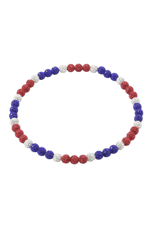 1Pc Polymer Clay Rhinestone Round Beaded Stretch Necklaces Capri Blue 17.72 inch(45cm) DIY