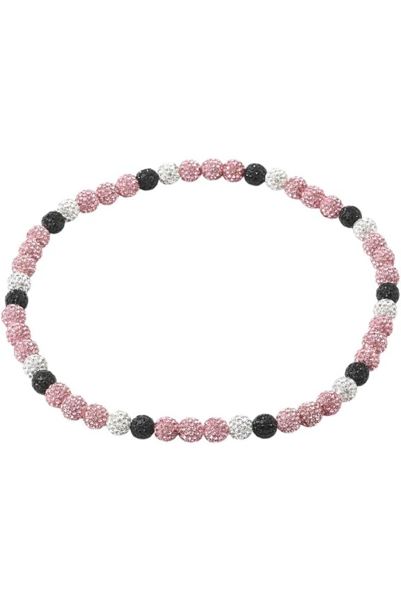 1Pc Polymer Clay Rhinestone Round Beaded Stretch Necklaces Rose 17.72 inch(45cm) Craft