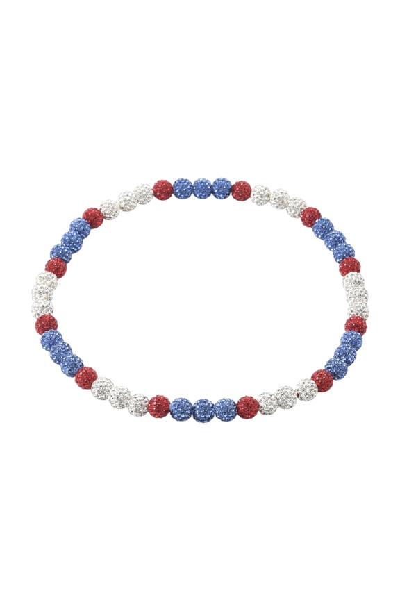 1Pc Polymer Clay Rhinestone Round Beaded Stretch Necklaces Sapphire Mixed Color 17.72 inch(45cm) for DIY