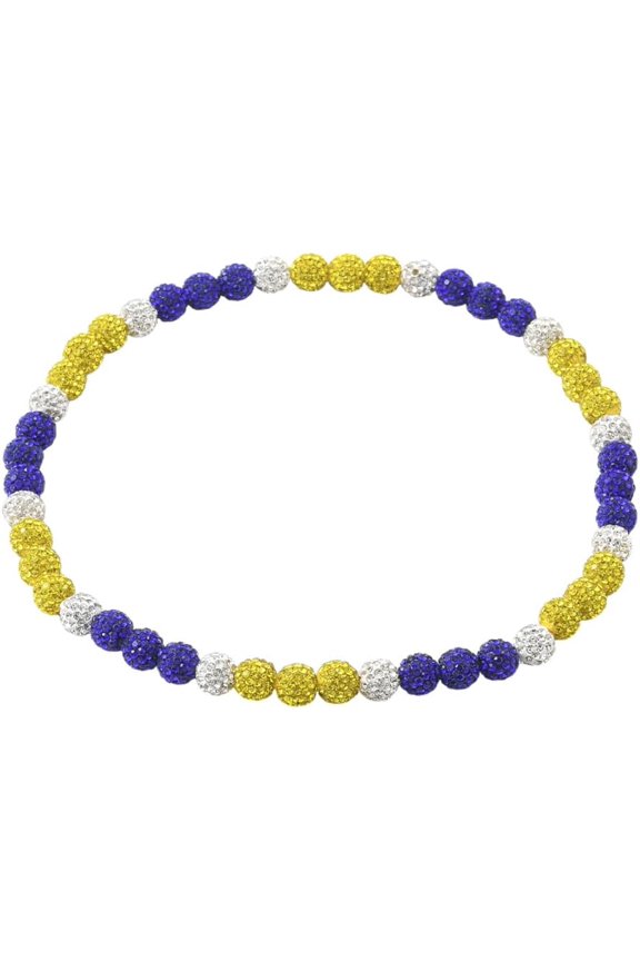 1Pc Polymer Clay Rhinestone Round Beaded Stretch Necklaces Topaz Opal 17.72 inch(45cm) DIY