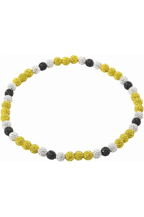 1Pc Polymer Clay Rhinestone Round Beaded Stretch Necklaces Topaz Opal 17.72 inch(45cm) for DIY