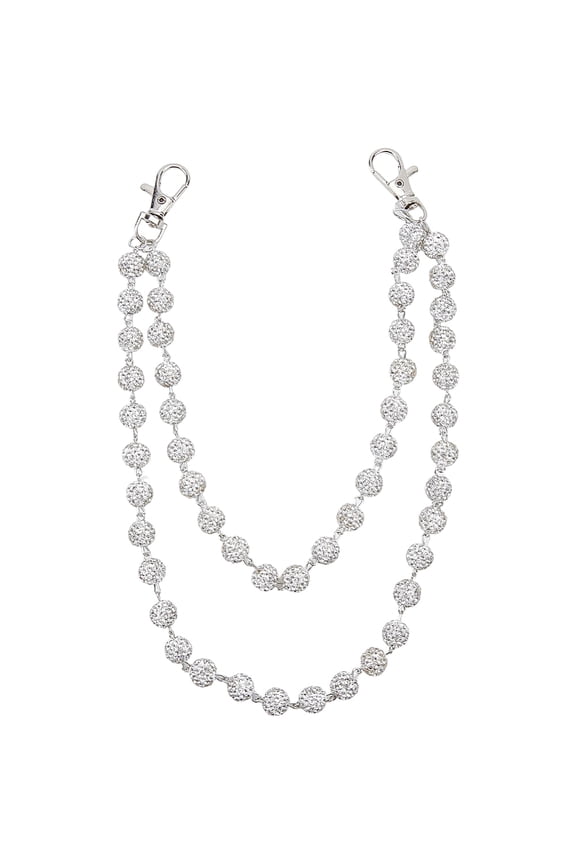 1Pc Polymer Clay Rhinestone Round Beads Trousers Chain with Alloy Clasps Platinum 388mm