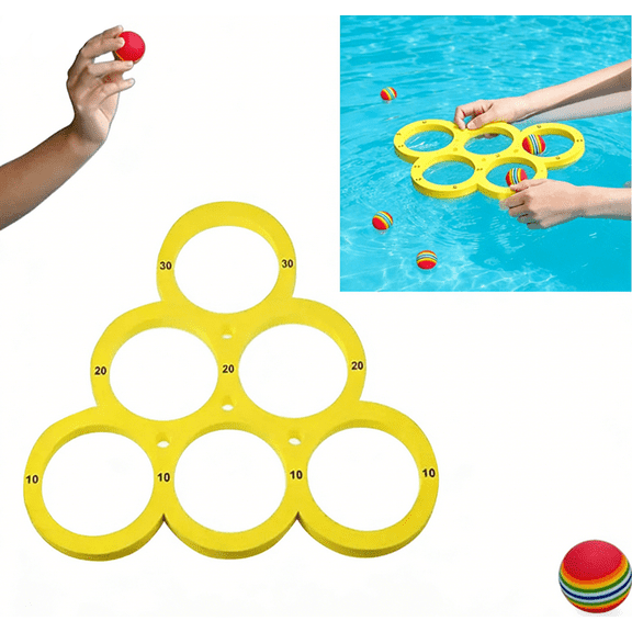 1Pc Pool Floating Throwing Games Pool Games Floating Pool Throwing Game Swimming Pool Toys and Games Pool Toys Games Set Summer Water Fun with 1 Throwing Plate 12 Rainbow Golf Balls