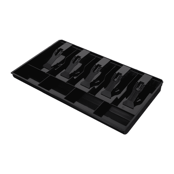 1Pc Portable Currency Till Black with Five Grids for Cash and Coin Management