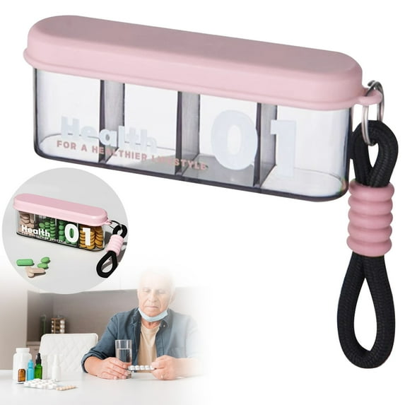 1Pc Portable Medicine Box With 4 Compartments,Sealed Small Pill Case,Travel Pill Organizer to Hold Vitamins,Pill,Easy to Store,Portable Pill Container for Purse or Pocket,Daily Medicine Organizer