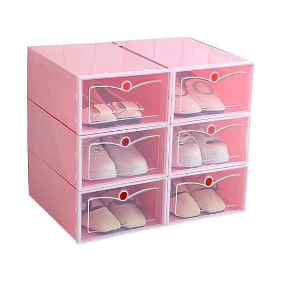 1Pc Portable Plastic Clear Shoe Storage Drawer Stackable Boot Box Organizer Case