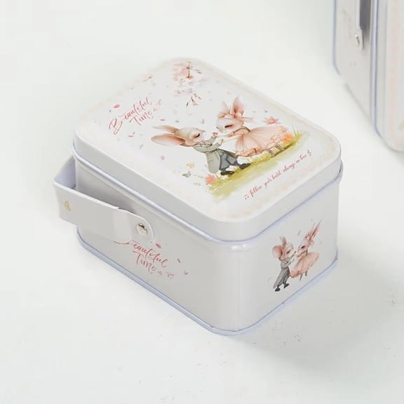 1Pc Portable Rabbit Tinplate Candy Box Small Cookie Gift Box for Kids Birthday Wedding Party Decoration