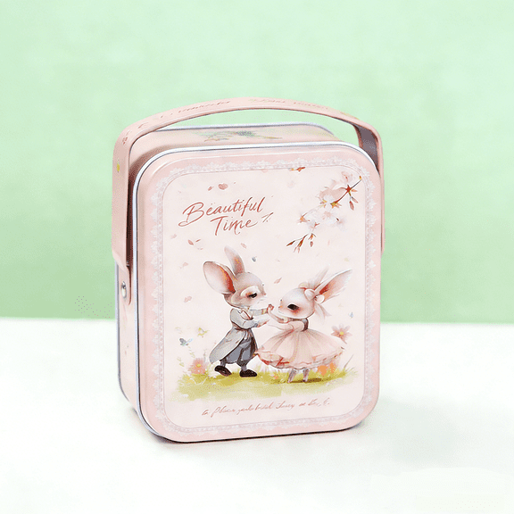 1Pc Portable Rabbit Tinplate Candy Box Small Cookie Gift Box for Kids Birthday Wedding Party Decoration