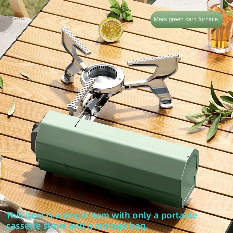 1Pc Portable Stainless Steel Camping Stove - Foldable, Electric Ceramic Ignition, Ideal For Outdoor Cooking & Tea Brewing Camping Cookware Camp Stove