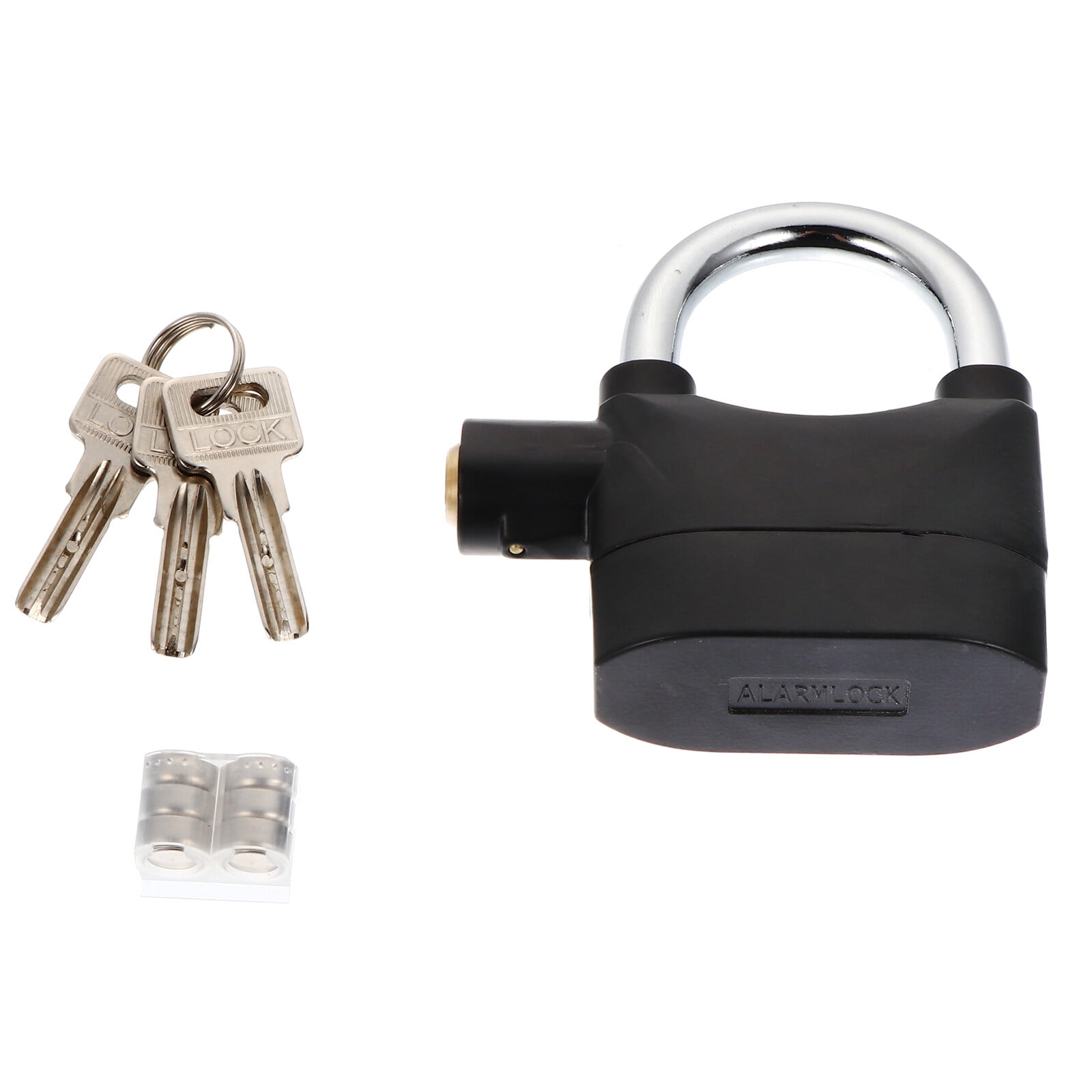 1Pc Practical Security Alarm Lock Useful Door Bike Padlock with 3 Keys (Black)