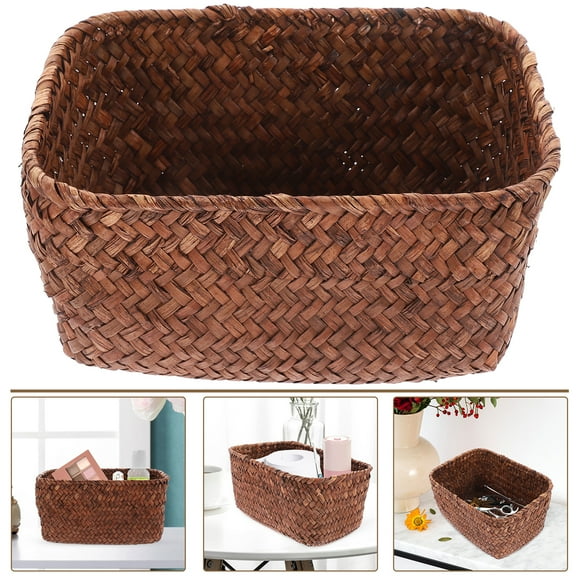 SEWCHICS Woven Storage Basket, Compact Organizer Container for Desktop, Office, Kitchen, and Household Sundries