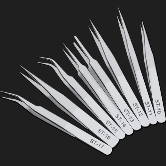 1Pc Precision Tweezer Stainless Steel Anti-Static Tweezer St10-17 For Electronic Phone Circuit Maintenance Repairing Manual Tool St-11 Fangkenuo