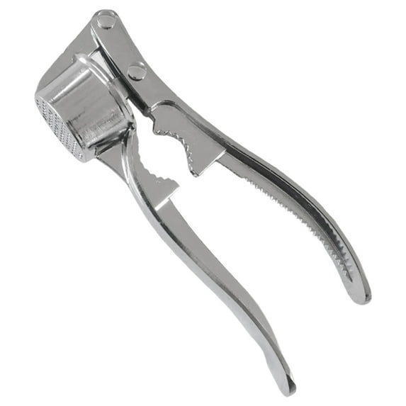 1Pc Premium Garlic Press,Professional Metal Garlic Mincer Ginger Squeezer,Heavy Duty Garlic Crush Chopper,Easy to Squeeze and Clean,Metal Easy Squeeze Pressed Garlic Crusher with Handle,Silver