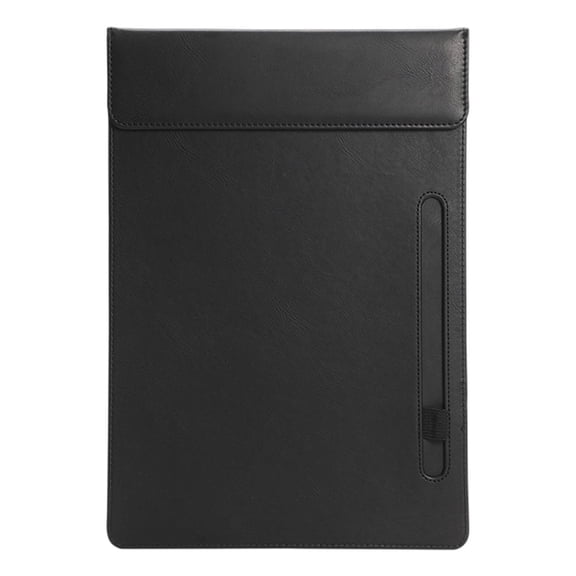 1Pc Premium Leather Clipboard with Pen Slot, Slim Letter Size & A4 Compatible Portfolio Folder, Professional Writing Pad Holder for Interviews & Nurses, Matte Black